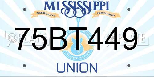 75BT449 Mississippi License Plate