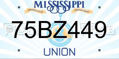 75BZ449 Mississippi License Plate