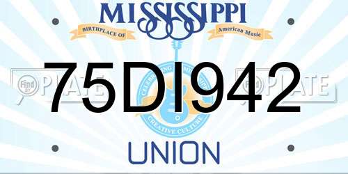 75DI942 Mississippi License Plate