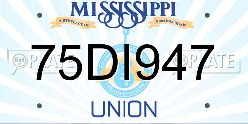 75DI947 Mississippi License Plate