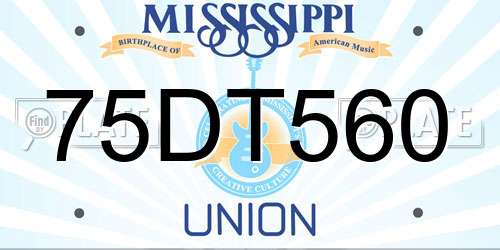 75DT560 Mississippi License Plate
