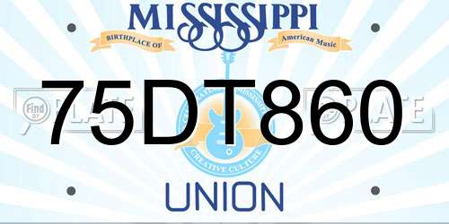 75DT860 Mississippi License Plate