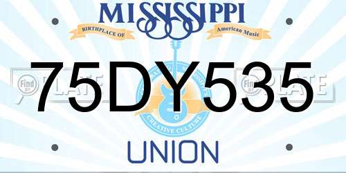 75DY535 Mississippi License Plate
