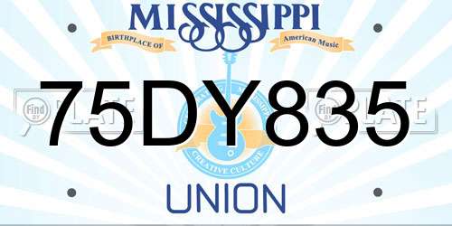75DY835 Mississippi License Plate
