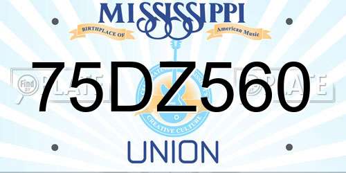 75DZ560 Mississippi License Plate
