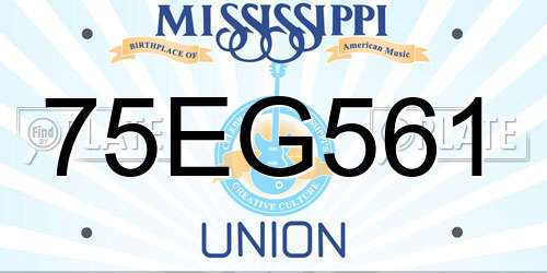 75EG561 Mississippi License Plate
