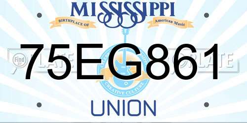 75EG861 Mississippi License Plate