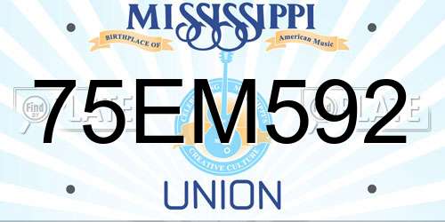 75EM592 Mississippi License Plate