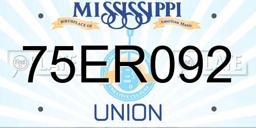 75ER092 Mississippi License Plate