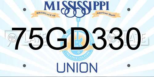 75GD330 Mississippi License Plate