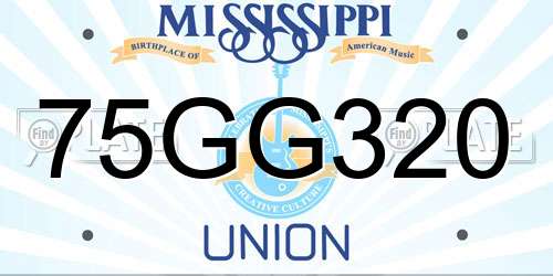 75GG320 Mississippi License Plate