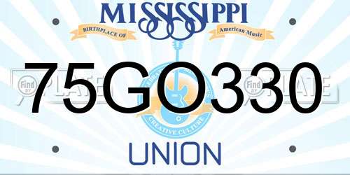 75GO330 Mississippi License Plate
