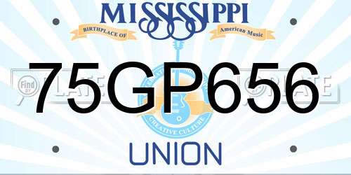75GP656 Mississippi License Plate