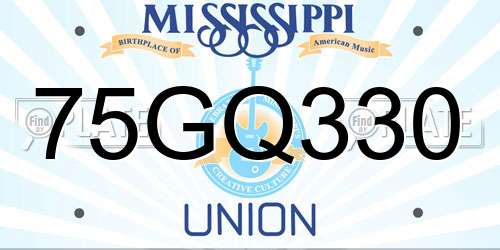 75GQ330 Mississippi License Plate