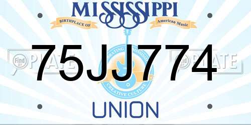 75JJ774 Mississippi License Plate