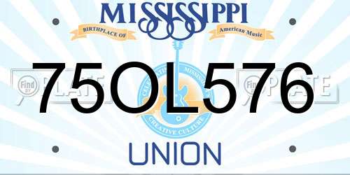 75OL576 Mississippi License Plate