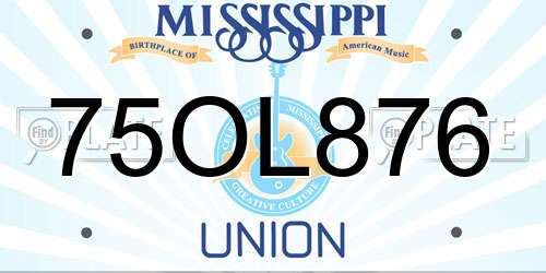 75OL876 Mississippi License Plate