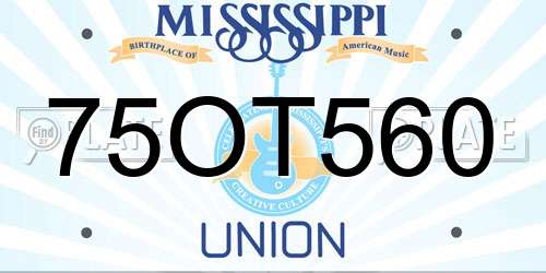75OT560 Mississippi License Plate