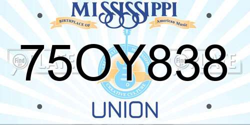75OY838 Mississippi License Plate