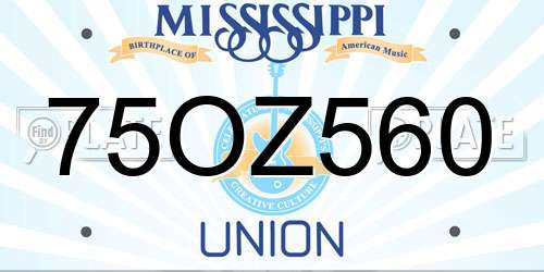 75OZ560 Mississippi License Plate
