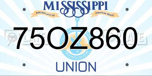75OZ860 Mississippi License Plate