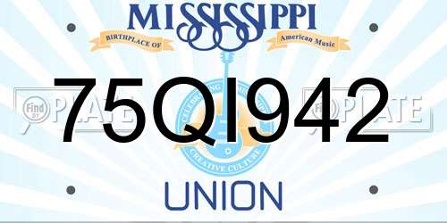 75QI942 Mississippi License Plate