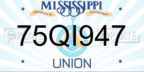 75QI947 Mississippi License Plate