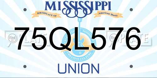 75QL576 Mississippi License Plate