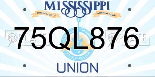 75QL876 Mississippi License Plate