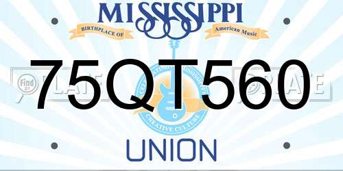 75QT560 Mississippi License Plate