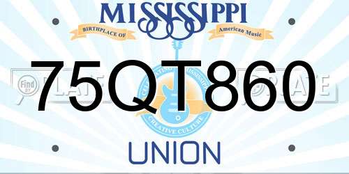 75QT860 Mississippi License Plate