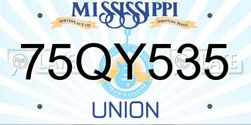 75QY535 Mississippi License Plate