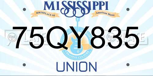 75QY835 Mississippi License Plate