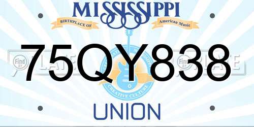 75QY838 Mississippi License Plate