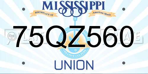 75QZ560 Mississippi License Plate