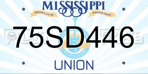 75SD446 Mississippi License Plate