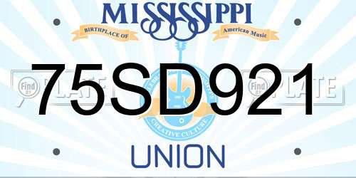 75SD921 Mississippi License Plate