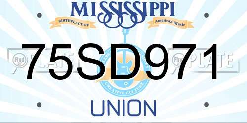 75SD971 Mississippi License Plate