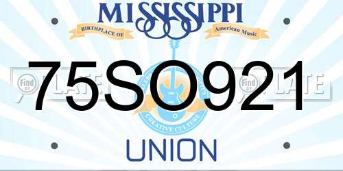 75SO921 Mississippi License Plate