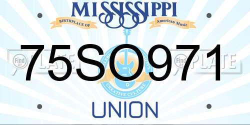 75SO971 Mississippi License Plate