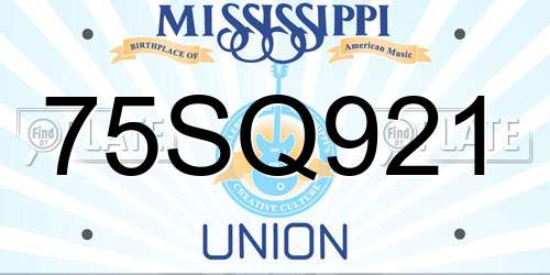 75SQ921 Mississippi License Plate
