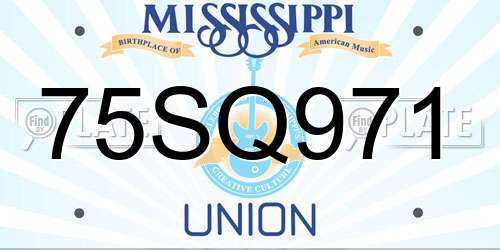 75SQ971 Mississippi License Plate