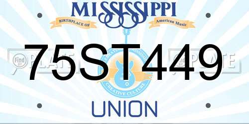 75ST449 Mississippi License Plate
