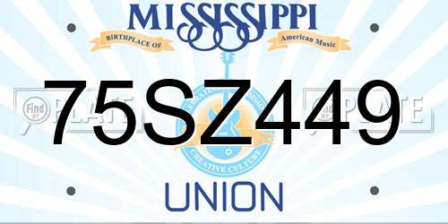 75SZ449 Mississippi License Plate