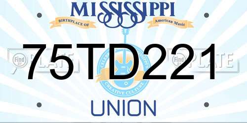 75TD221 Mississippi License Plate