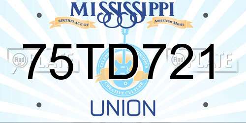 75TD721 Mississippi License Plate