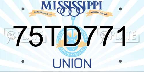 75TD771 Mississippi License Plate