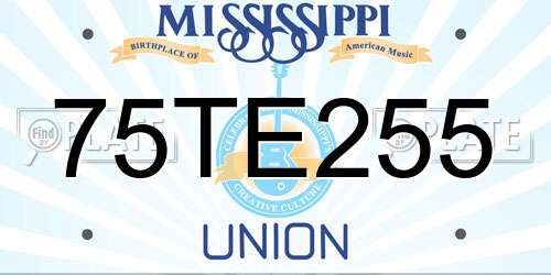 75TE255 Mississippi License Plate