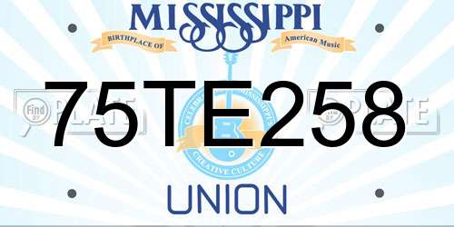 75TE258 Mississippi License Plate