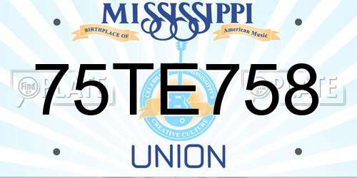 75TE758 Mississippi License Plate